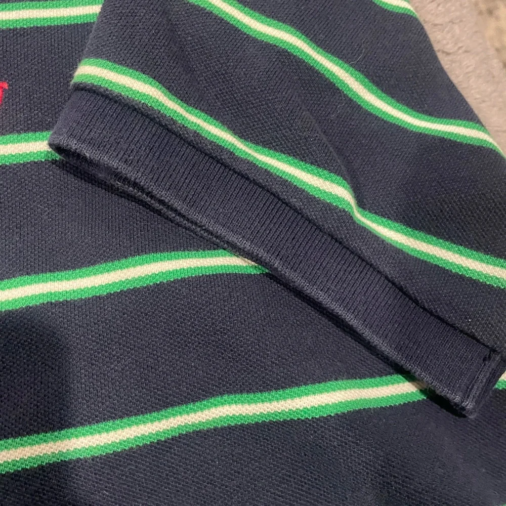 Vintage Polo Ralph Lauren Navy and Green Polo Shirt XL Custom Fit - Picture 4 of 8
